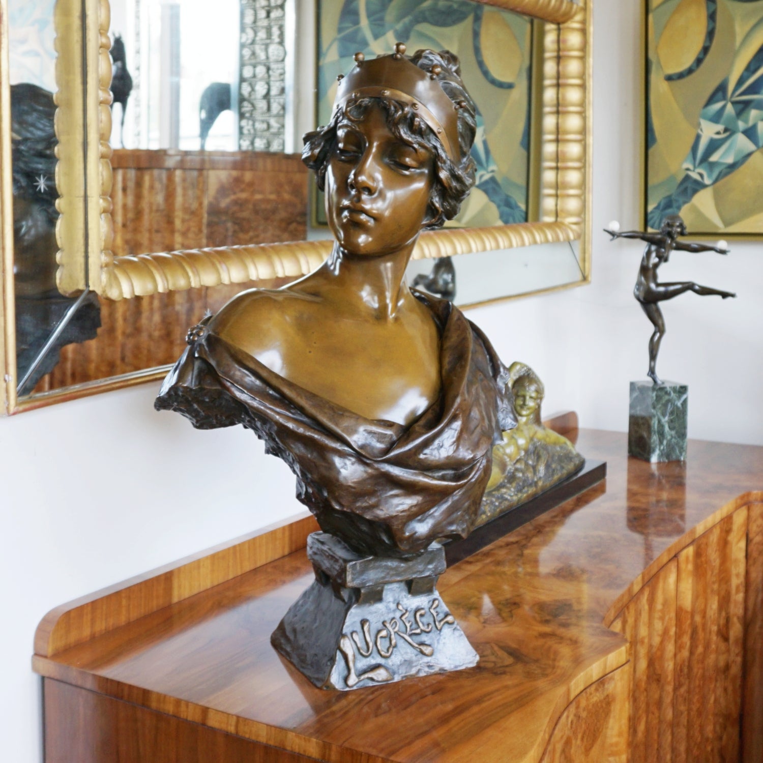 'Lucréce' by Emmanuel Villanis - Bronze Bust - Art deco bronze sculpture - Jeroen Markies Art Deco