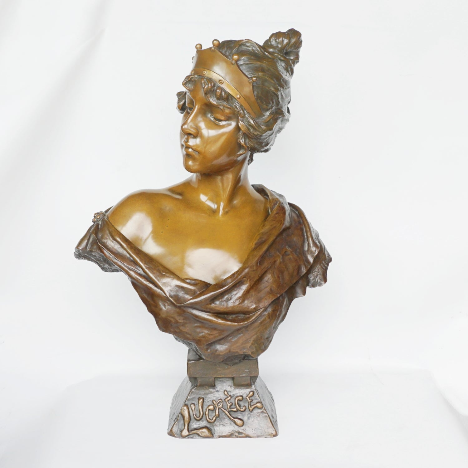 'Lucréce' by Emmanuel Villanis - Bronze Bust - Art deco bronze sculpture - Jeroen Markies Art Deco