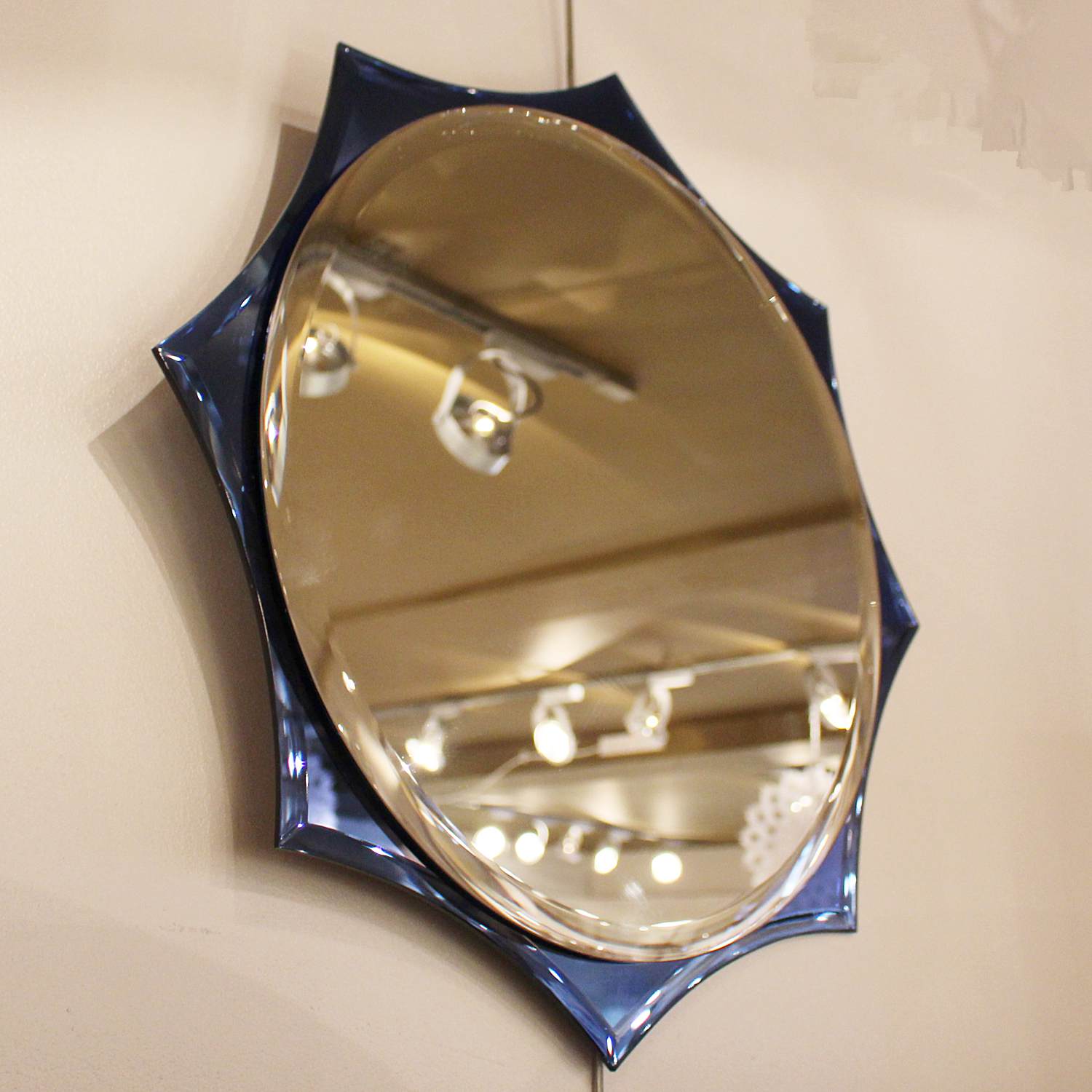 Cristal Arte shaped glass mirror circa 1970