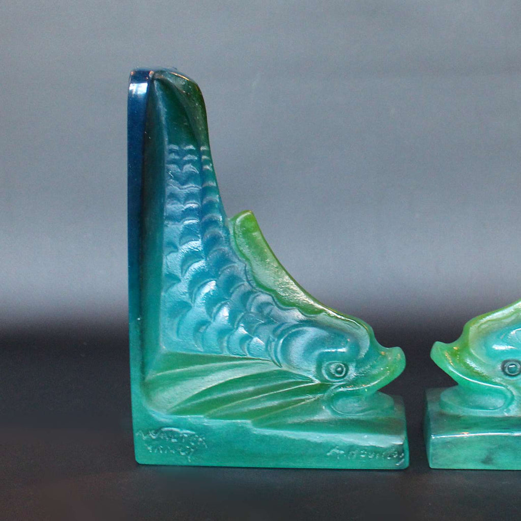 Amalric Walter pate de verre bookends by August Houillon circa 1930