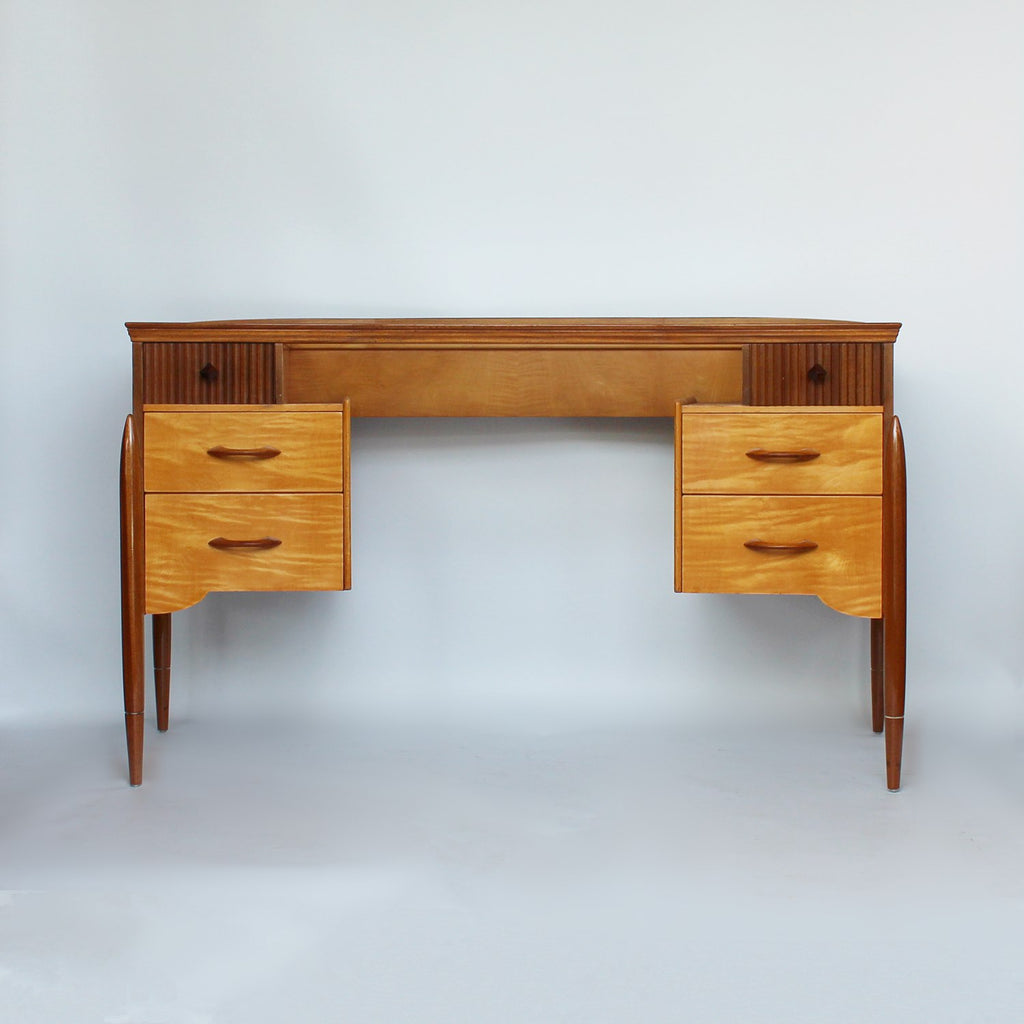 Waring & Gillow 1950s glass topped curve desk at Jeroen Markies