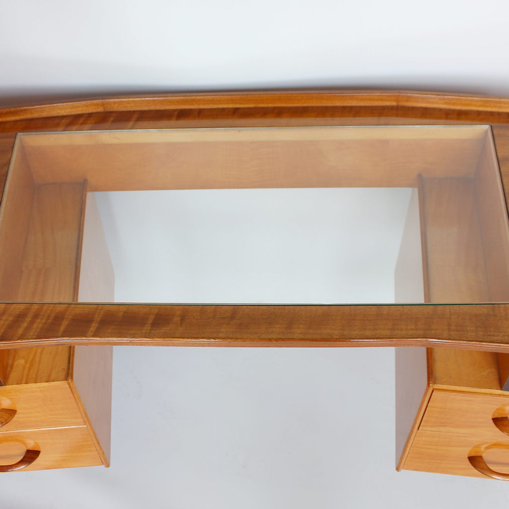 Waring & Gillow 1950s glass topped curve desk at Jeroen Markies