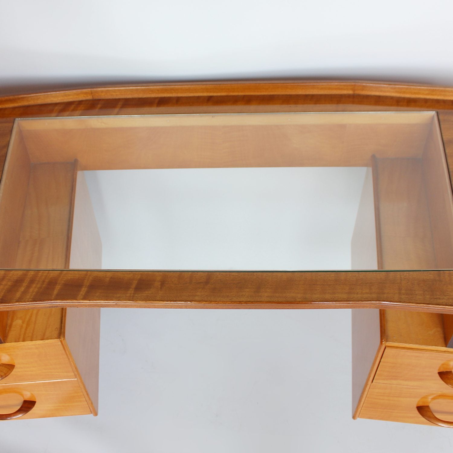 Waring & Gillow 1950s glass topped curve desk at Jeroen Markies