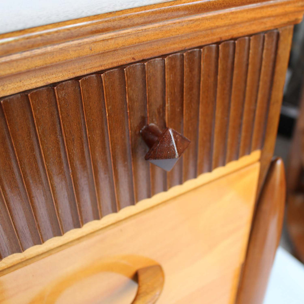 Waring & Gillow 1950s glass topped curve desk at Jeroen Markies