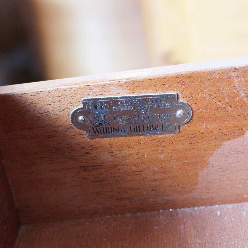 Waring & Gillow 1950s glass topped curve desk at Jeroen Markies