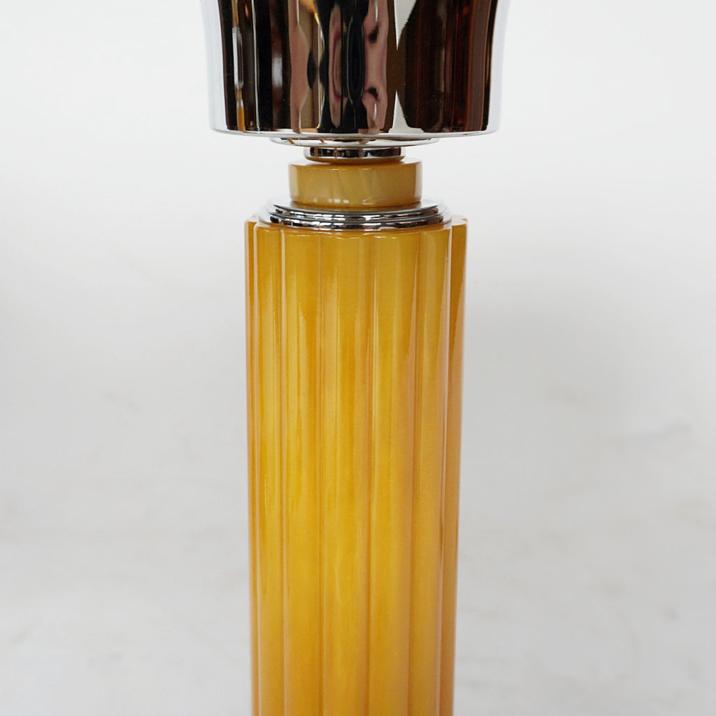 Pair of Art Deco Dome Lamps Chrome and Yellow Bakelite - Jeroen Markies Art Deco