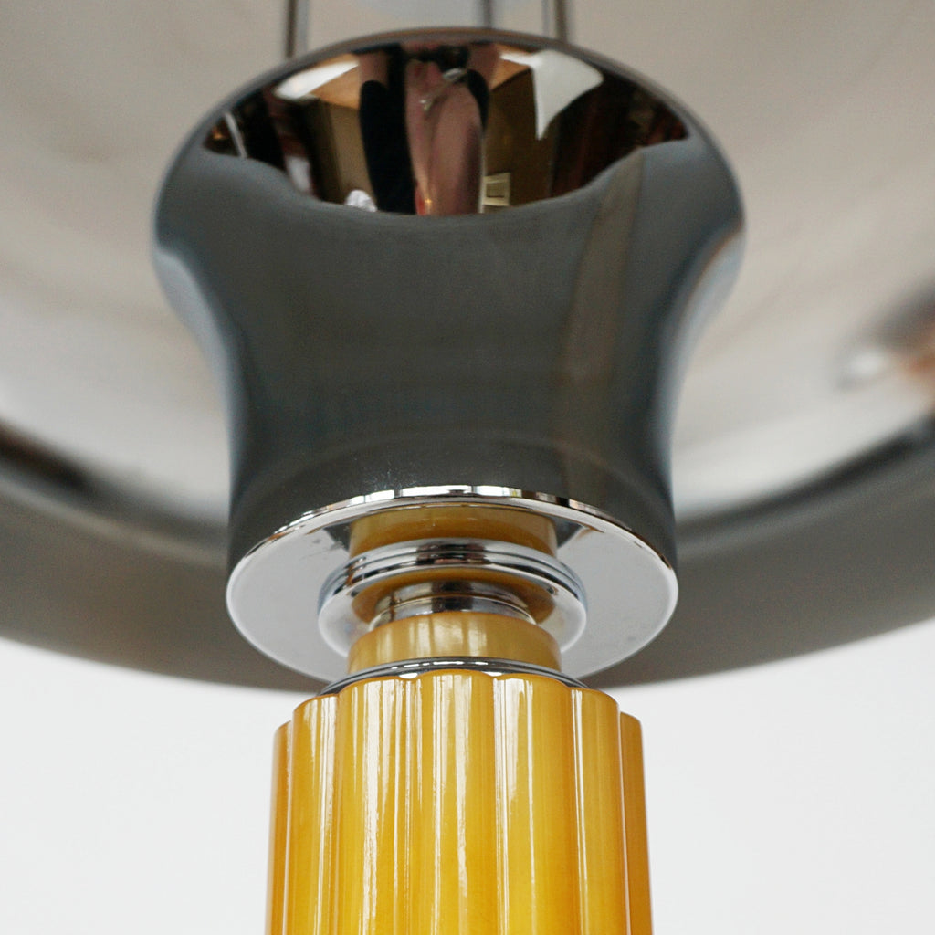 Pair of Art Deco Dome Lamps Chrome and Yellow Bakelite - Jeroen Markies Art Deco