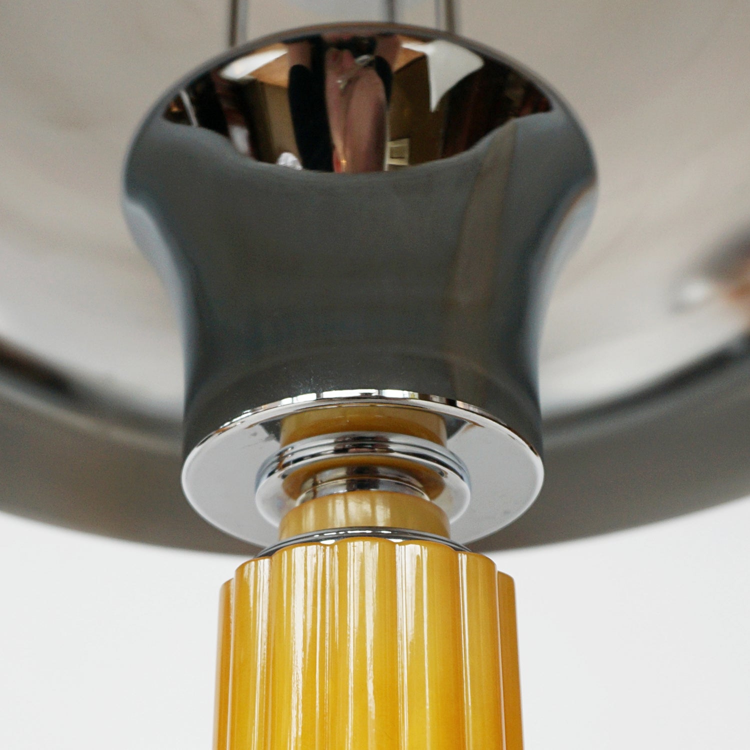 Pair of Art Deco Dome Lamps Chrome and Yellow Bakelite - Jeroen Markies Art Deco