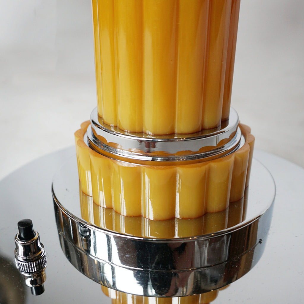 Pair of Art Deco Dome Lamps Chrome and Yellow Bakelite - Jeroen Markies Art Deco