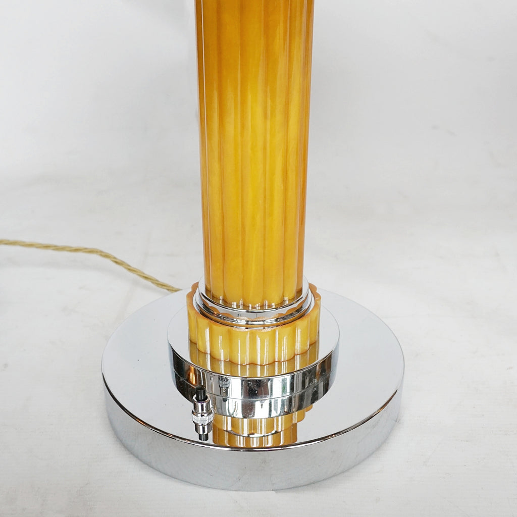 Pair of Art Deco Dome Lamps Chrome and Yellow Bakelite - Jeroen Markies Art Deco