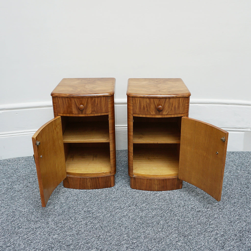 Pair of Art Deco Bedside Cabinets - Burr Walnut on Mahogany - Jeroen Markies Art Deco Furniture
