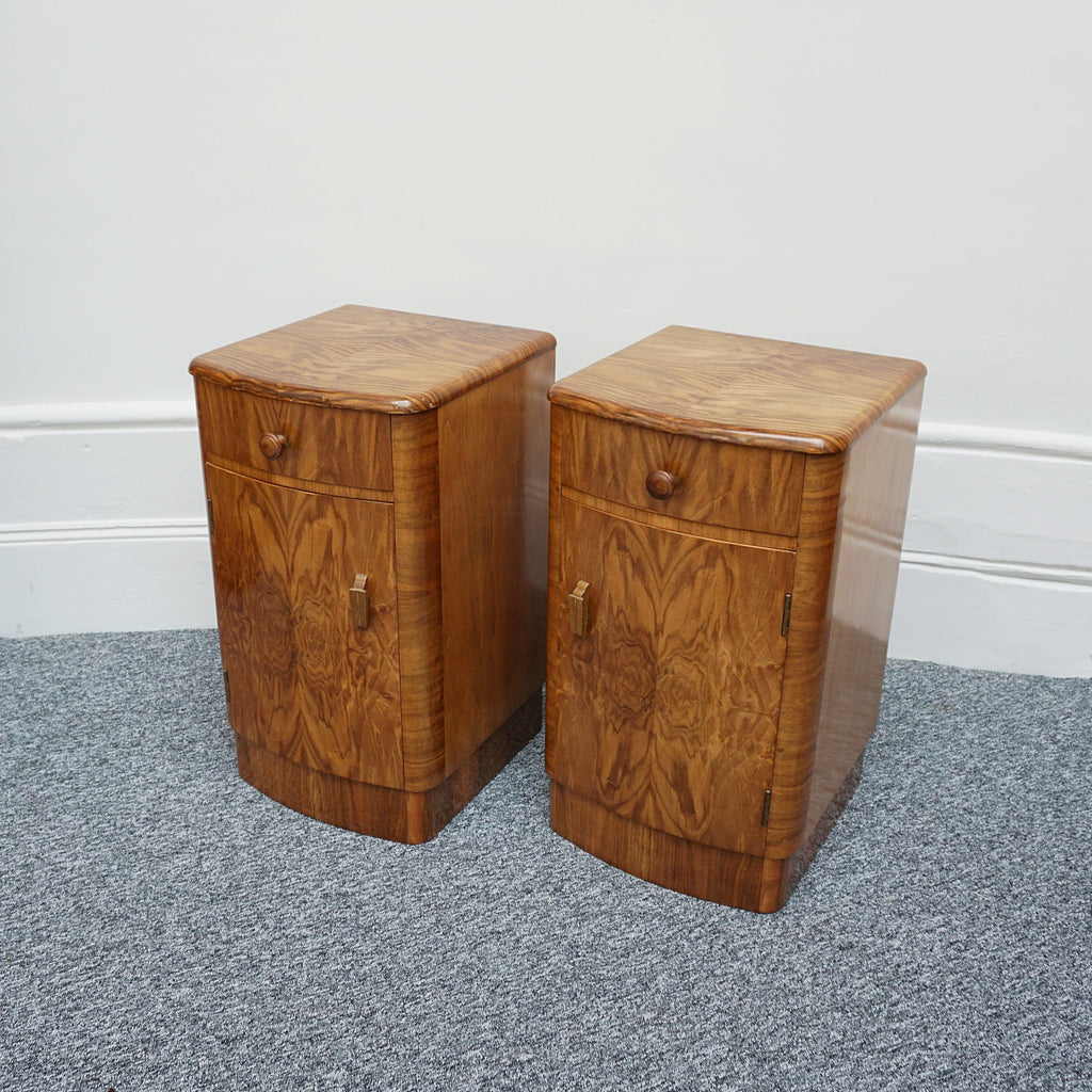 Pair of Art Deco Bedside Cabinets - Burr Walnut on Mahogany - Jeroen Markies Art Deco Furniture