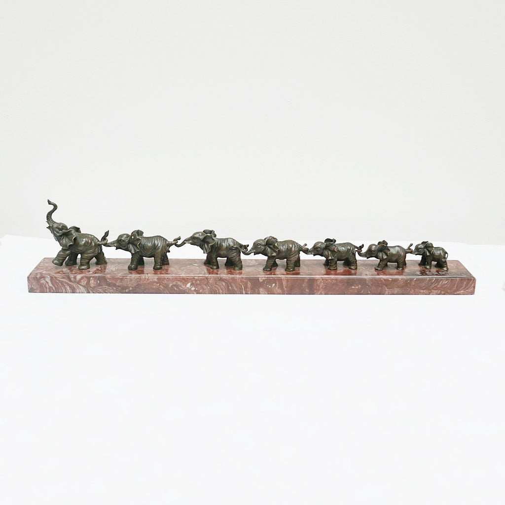 Contemporary Bronze Sculpture of a Herd of Elephants - Jeroen Markies Art Deco