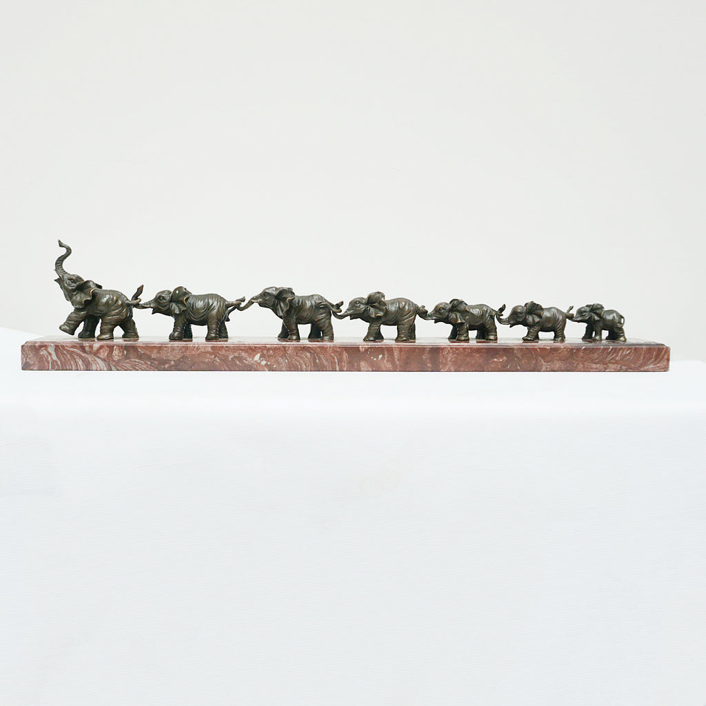 Contemporary Bronze Sculpture of a Herd of Elephants - Jeroen Markies Art Deco