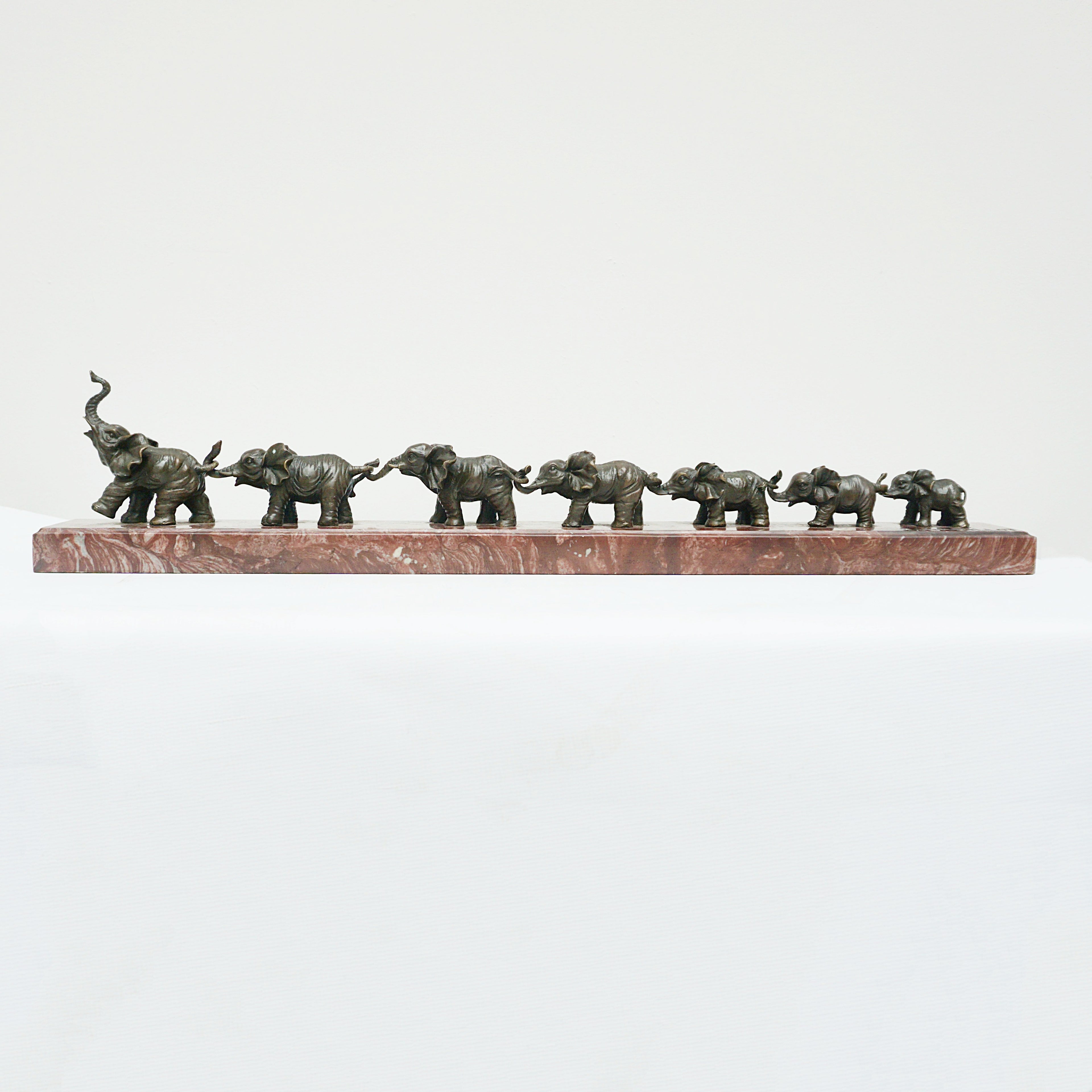 Contemporary Bronze Sculpture of a Herd of Elephants - Jeroen Markies Art Deco