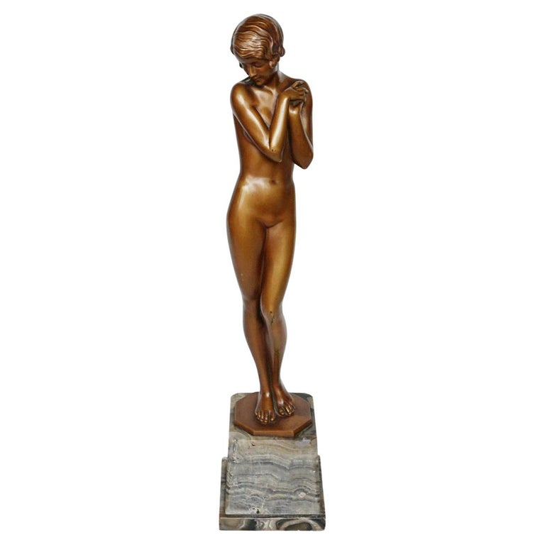 Josef Lorenzl 'Coy Maiden' an Art Deco Bronze Sculpture by Josef Lorenzl - Jeroen Markies Art Deco