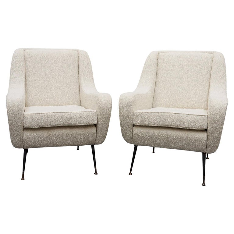 Italian 1950's Lounge Chairs Re-upholstered in Boucle  Italian Circa 1950  - Jeroen Markies Art Deco