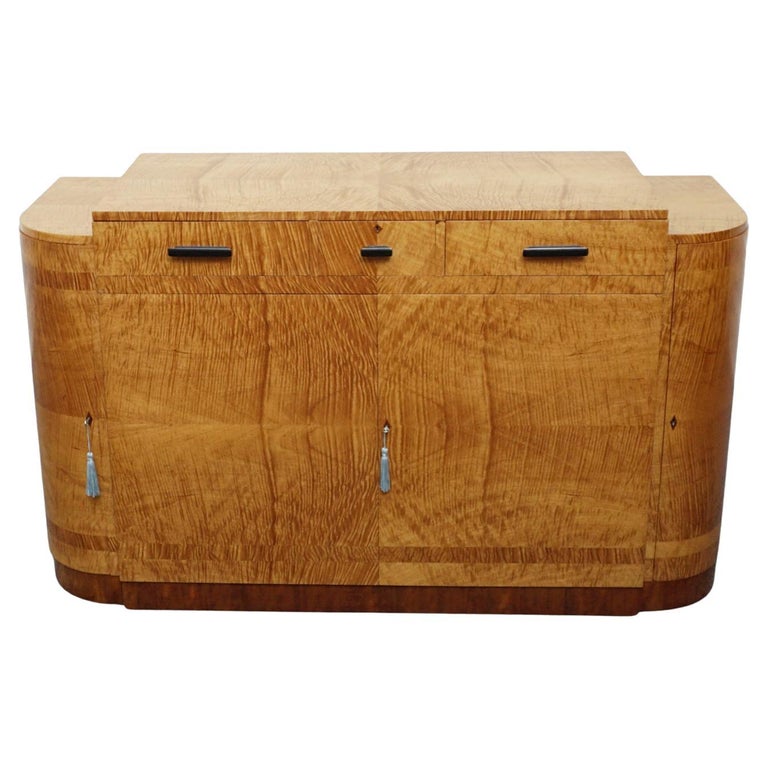Vintage Original Art Deco Satin Birch Sideboard - Jeroen Markies Art Deco Original Art Deco Specialist 