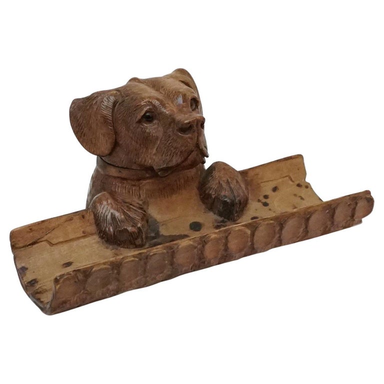 Swiss Black Forest Dog Pen Holder and Inkwell Circa 1900 - Jeroen Markies Art Deco