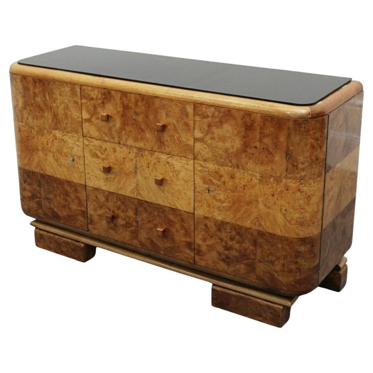 Italian Art Deoc Sideboard by V.Valabrega Torino, Walnut and glass Circa 1930 - Jeroen Markies Art Deco