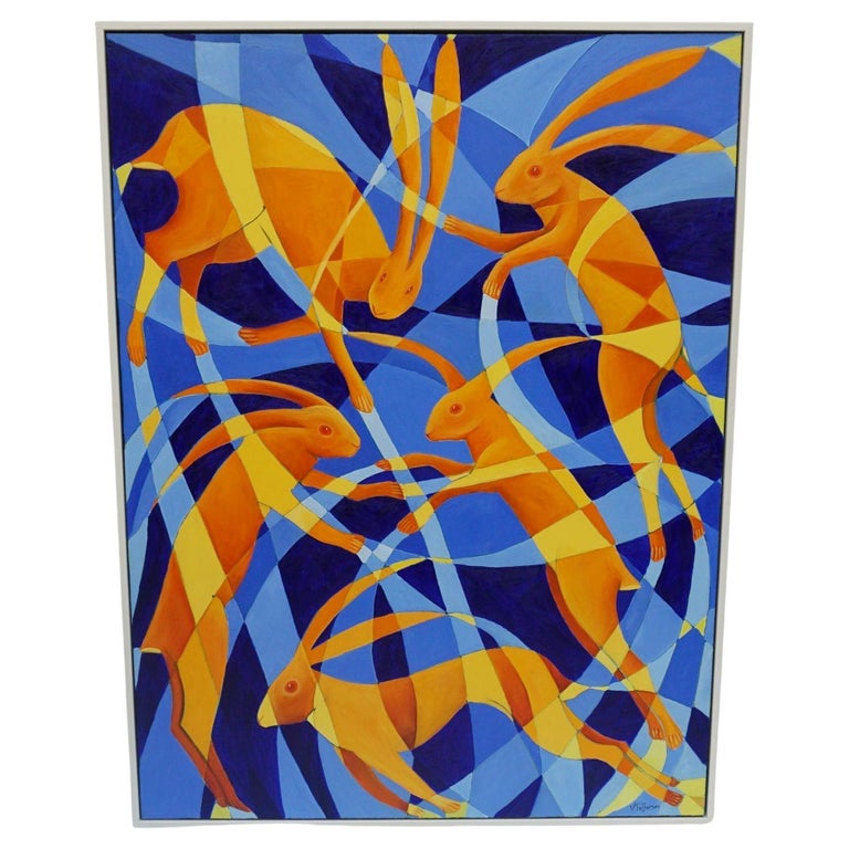 'March Hares' a Contemporary Oil on Canvas Painting by Vera Jefferson - Jeroen Markies Art Deco