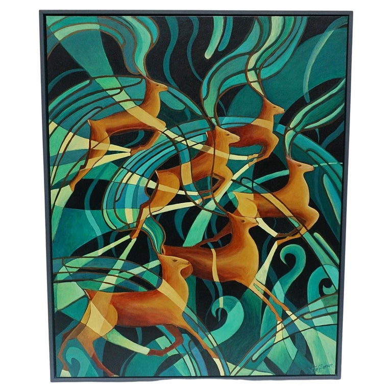 'Deep in the Forest 2' An Abstract Oil on Canvas by Vera Jefferson - Jeroen Markies Art Deco