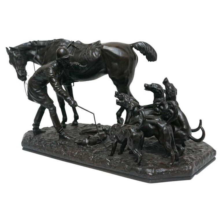 A 19th Century Bronze Sculpture ' The Hunt' by John WIllis Good Signed and dated 1872 - Jeroen Markies Art Deco