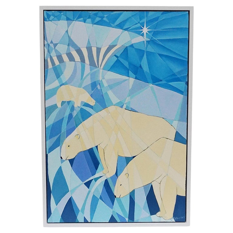 Contemporary Oil on Canvas Painting of Polar Bears - Jeroen Markies Art Deco