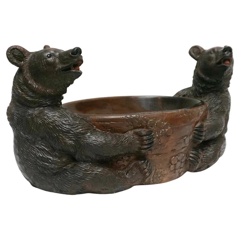 Vintage -19th Century-Black Forest-Carved Bear-Fruit Bowl-Swiss-Circa 1900 - Jeroen Markies Art Deco