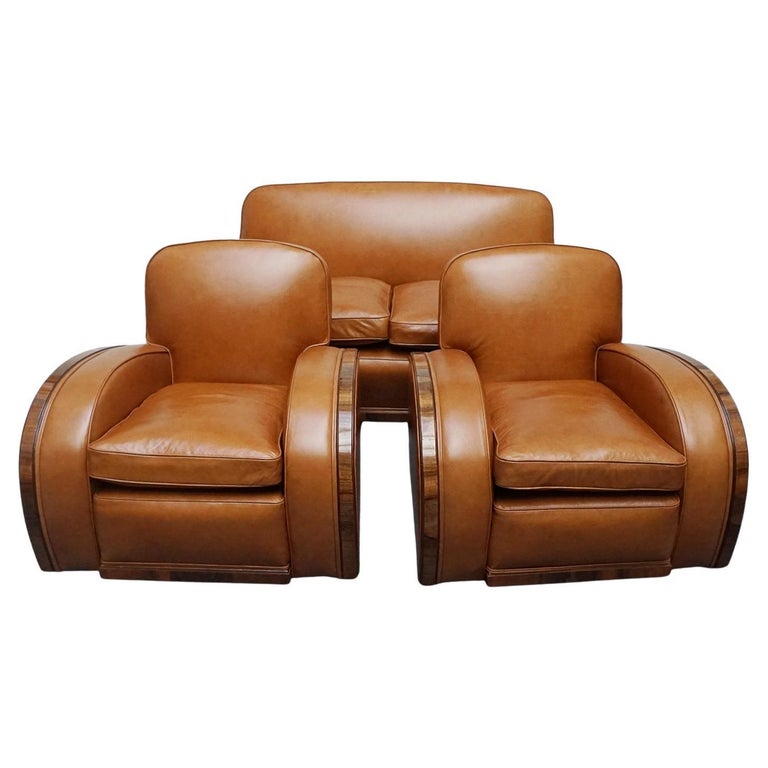 Vintage Art Deco Sofa and Pair of Lounge Chairs - Jeroen Markies Art Deco