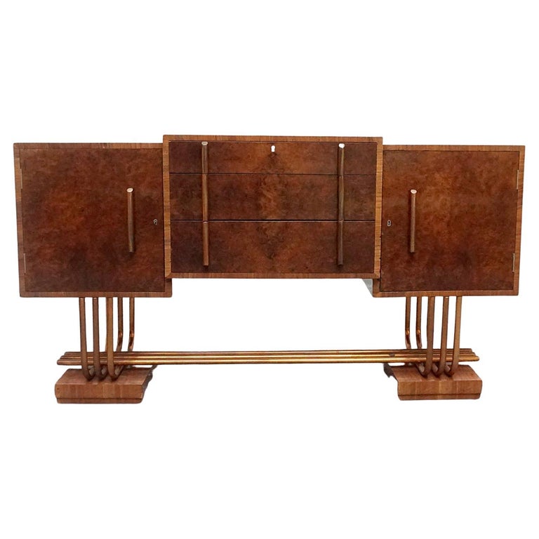 Original Art Deco Furniture-Vintage Sideboard-Burr Walnut Copper Furniture-Jeroen Markies Art Deco