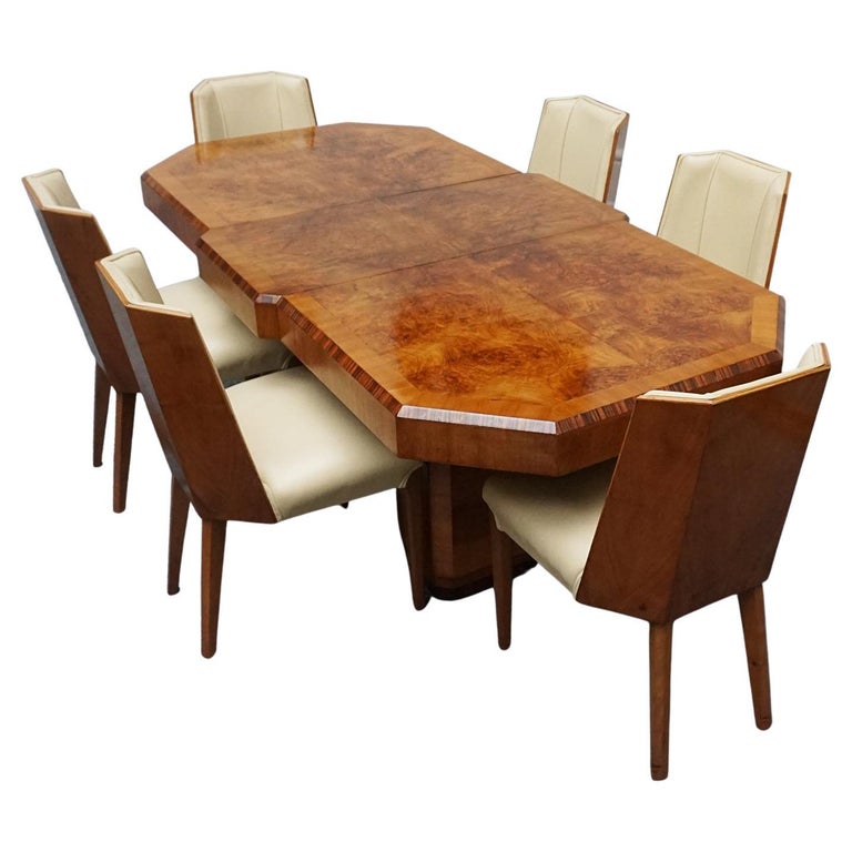 Art Deco Six Seat Dining Suite Burr Walnut - Jeroen Markies Art Deco - Original Art Deco 1935