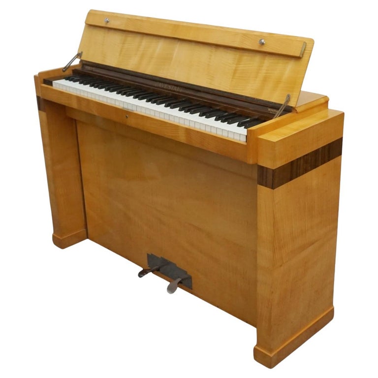 Art Deco Satin Birch Veneered-Eavestaff-Upright-Piano-Art-Deco-Original-Jeroen Markies Art Deco