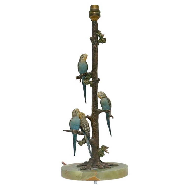 A cold painted bronze Budgerigar table lamp - Jeroen Markies Art Deco