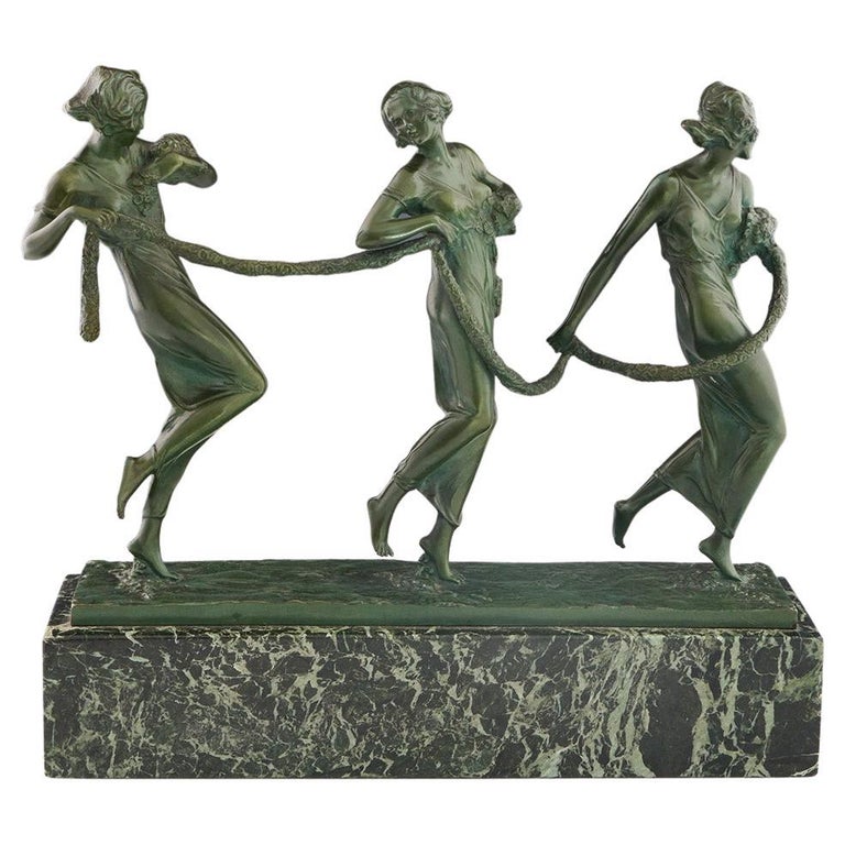 Art Deco Bronze Sculpture by Bruno Zach 'Three Graces' - Jeroen Markies Art Deco