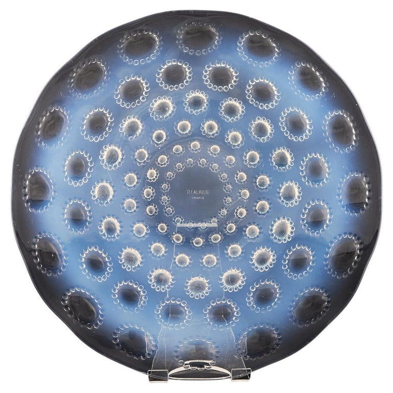 Asters Rene Lalique Opalescent Blue Glass Plate - Jeroen Markies Art Deco 