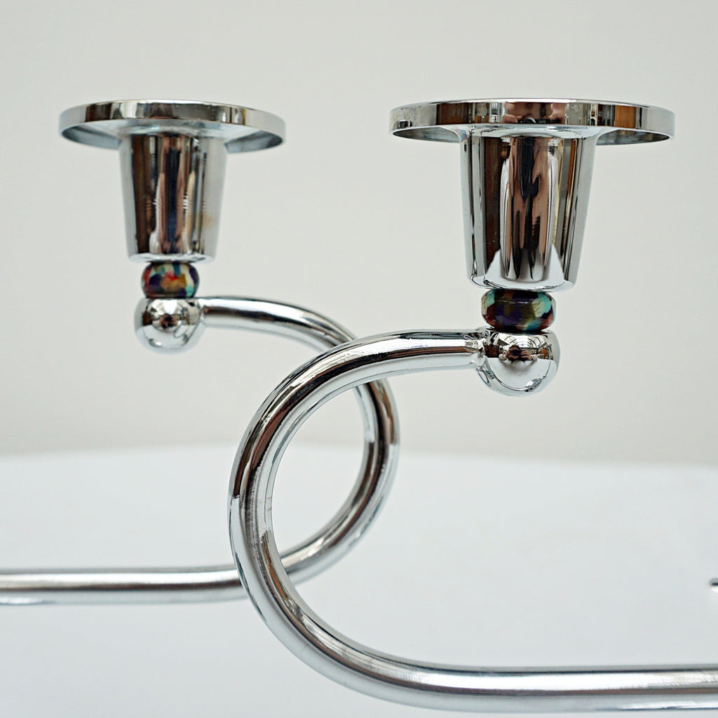 Art Deco Style Chromed Metal and Bakelite Candlesticks - Jeroen Markies Art Deco