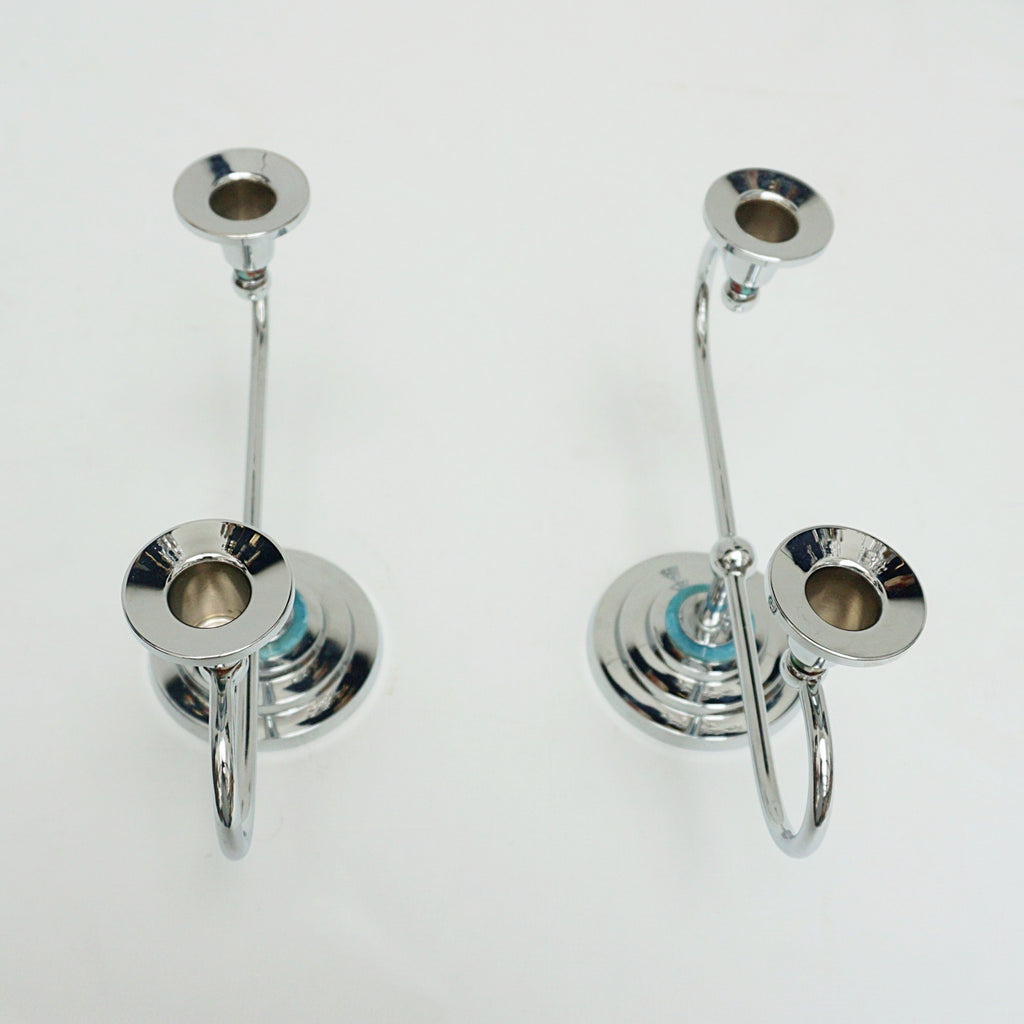 Art Deco Style Chromed Metal and Bakelite Candlesticks - Jeroen Markies Art Deco