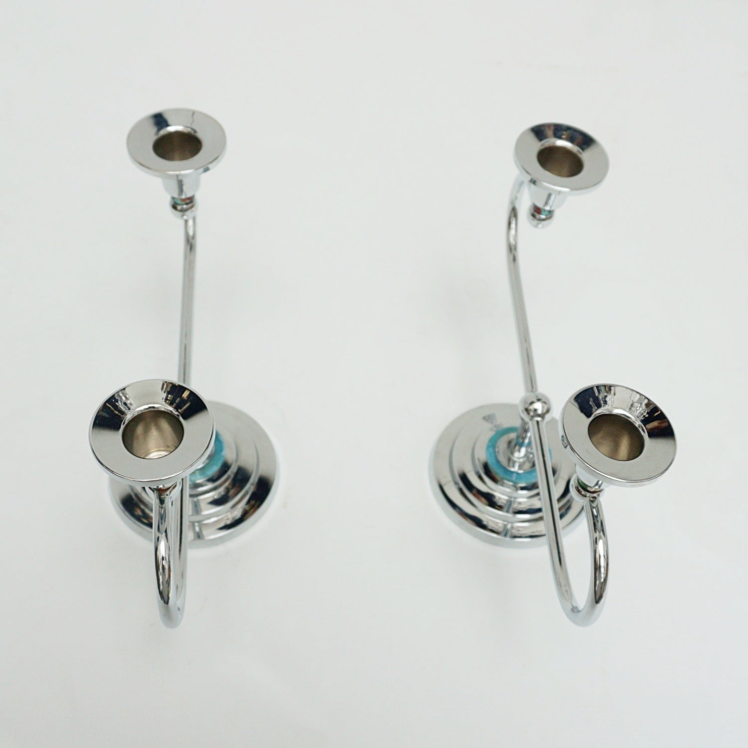 Art Deco Style Chromed Metal and Bakelite Candlesticks - Jeroen Markies Art Deco