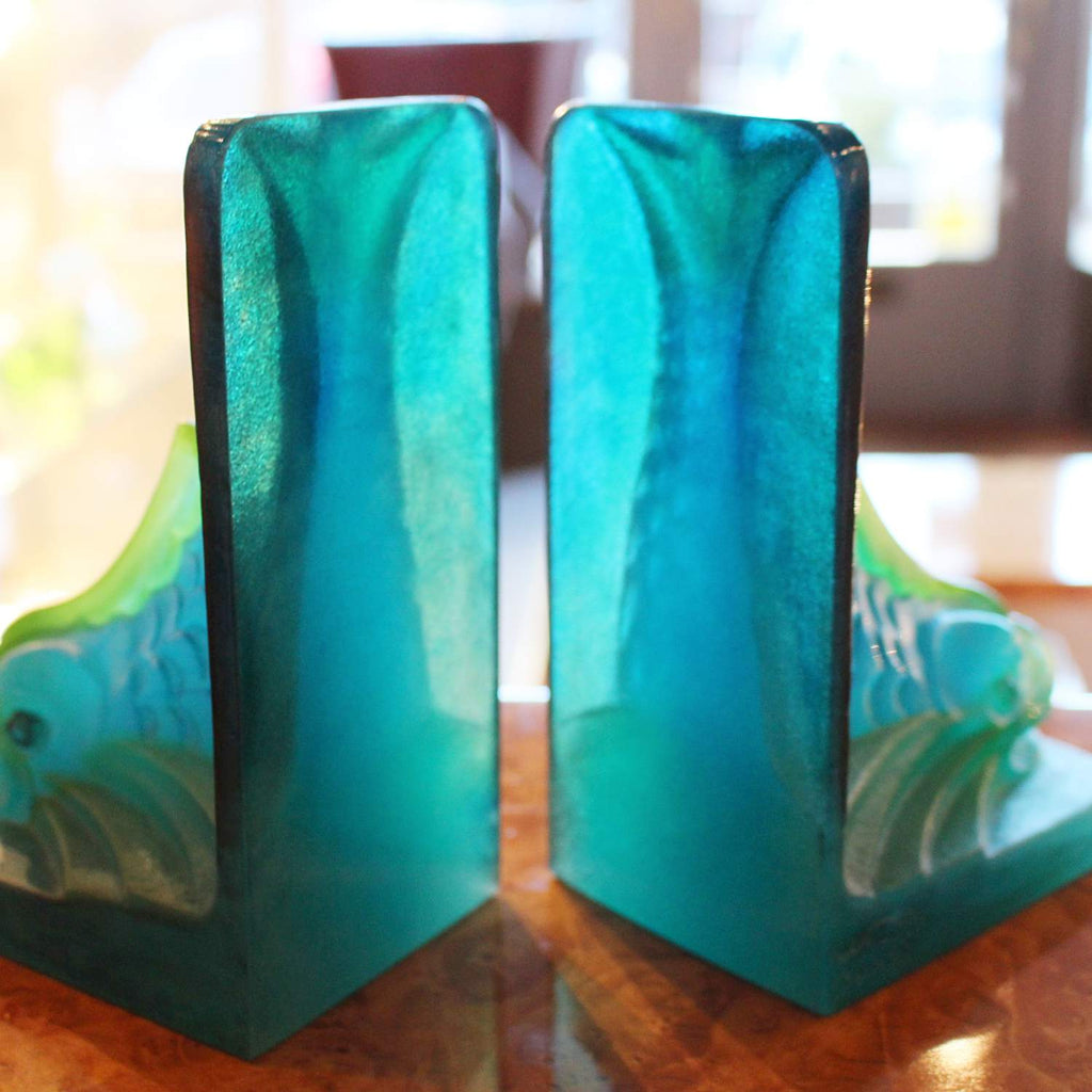 Amalric Walter pate de verre bookends by August Houillon circa 1930