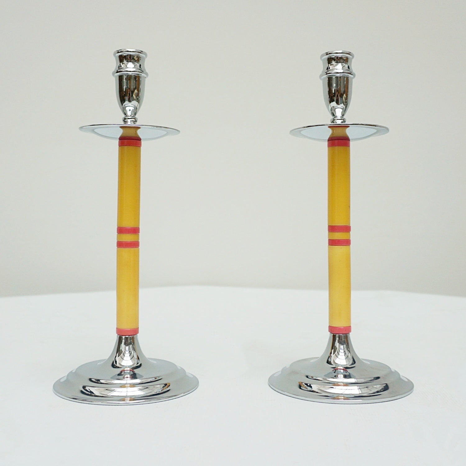 Art Deco Bakelite and Chromed Metal Candlesticks - Jeroen Markies Art Deco