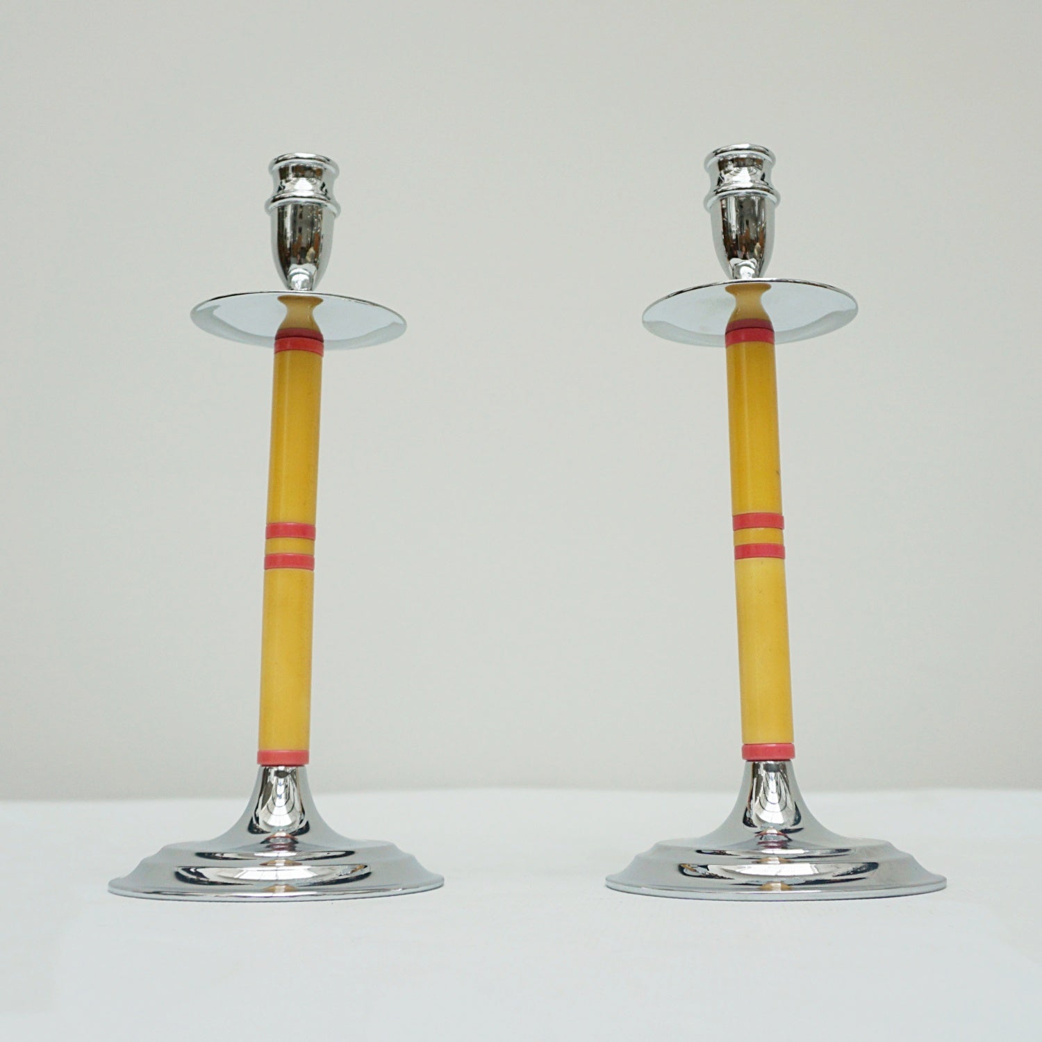Art Deco Bakelite and Chromed Metal Candlesticks - Jeroen Markies Art Deco