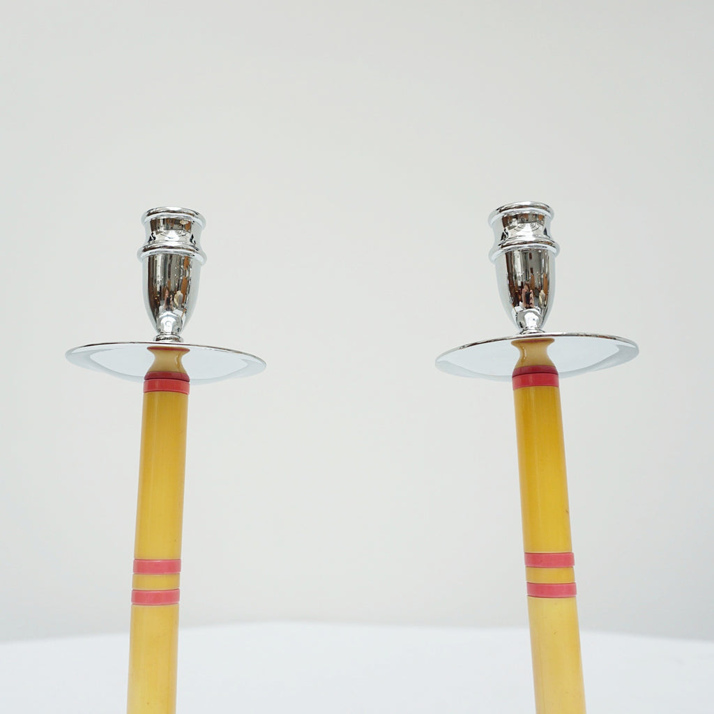 Art Deco Bakelite and Chromed Metal Candlesticks - Jeroen Markies Art Deco