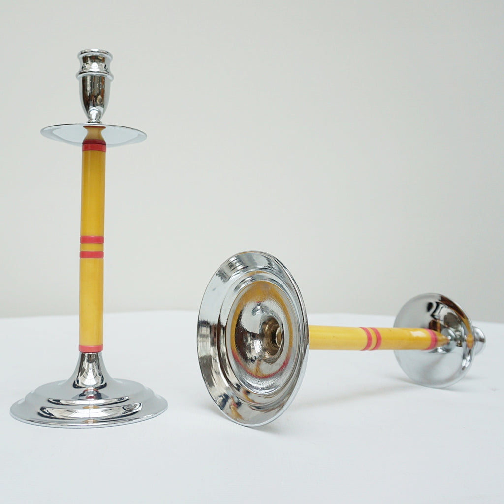 Art Deco Bakelite and Chromed Metal Candlesticks - Jeroen Markies Art Deco
