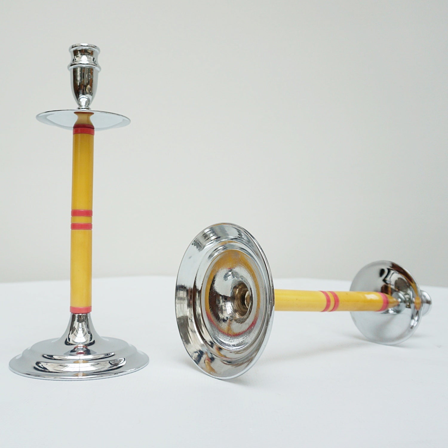 Art Deco Bakelite and Chromed Metal Candlesticks - Jeroen Markies Art Deco